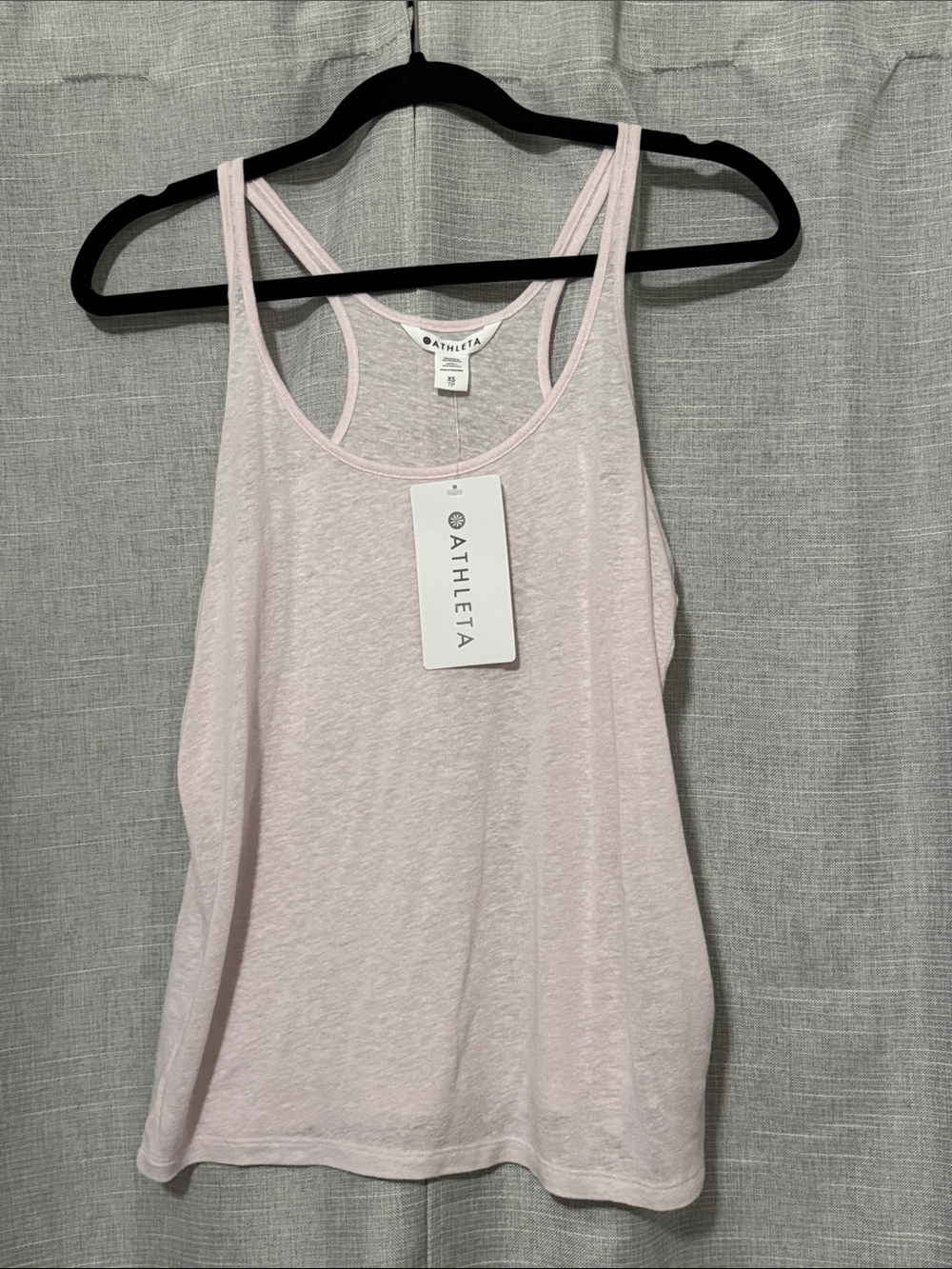 NWT Athleta Getaway Camisole Tank-Sz Xs-Shell Pink-Linen/Tencel Blend-Sheer